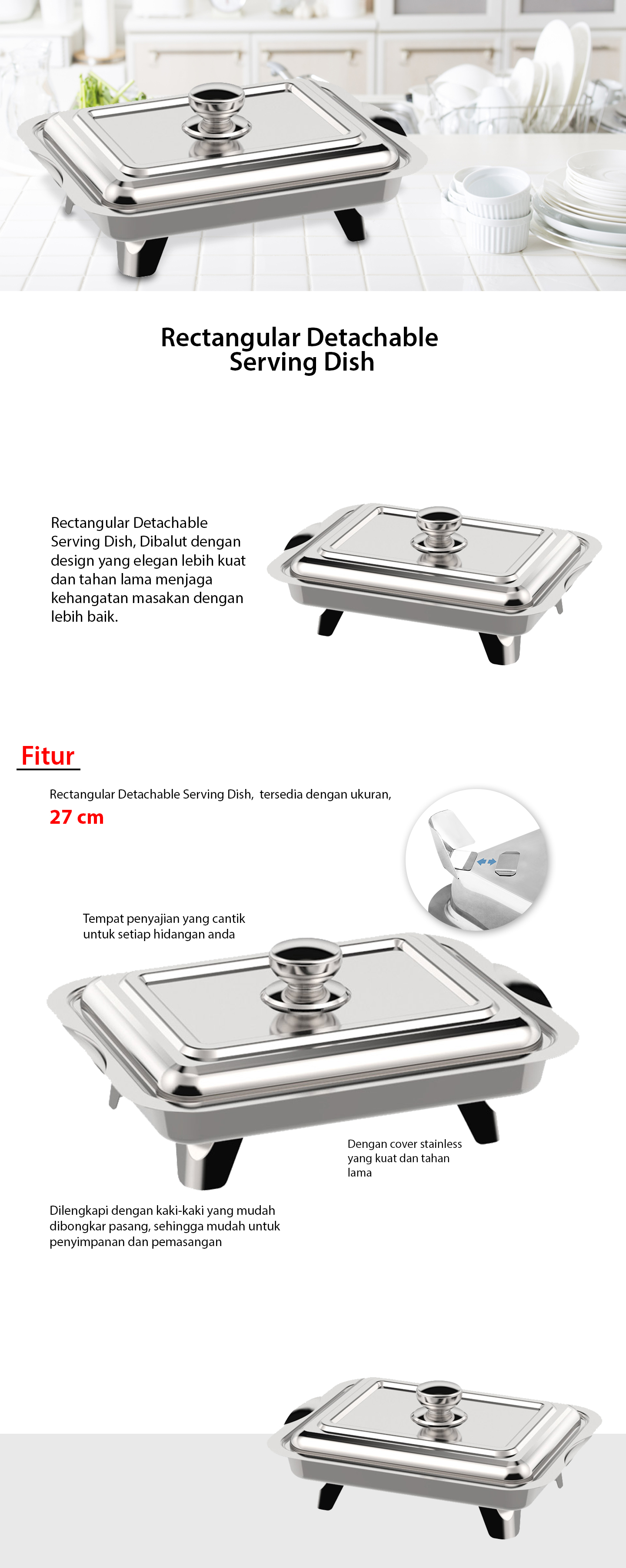 Rectangular Detachable Serving Dish